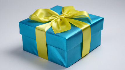 Teal Gift Box with Yellow Ribbon: Present, Celebration, Surprise