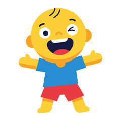 Happy Baby&rsquo;s Illustration: An illustration of a cheerful baby, full of joy, arms open wide as if welcoming the world with an adorable and inviting smile.