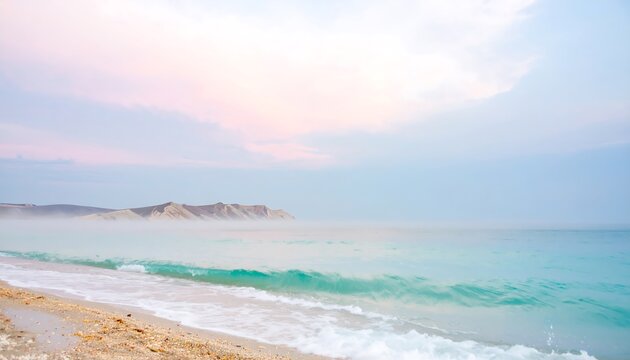 Misty beach at dawn - Powered by Adobe