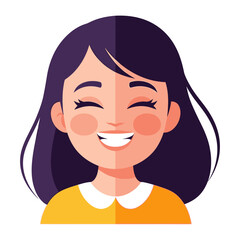 Cheerful Face: A vector graphic portrait of a happy girl with a radiant smile and warm expression, perfect for representing joy and positive emotions.