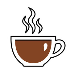 Simple Outline Illustration of a Hot Coffee Cup.