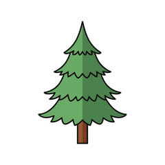 Stylized Evergreen Tree with Green Foliage and Brown Trunk.