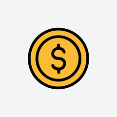 Obraz premium Bold Yellow Coin Icon with Central Dollar Sign.