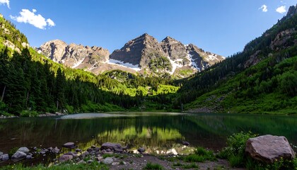 Majestic mountain lake landscape