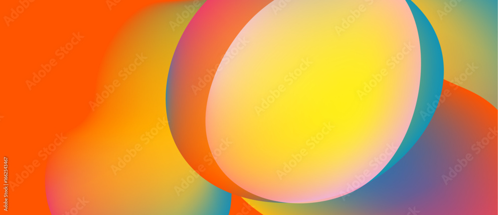 Poster abstract colorful shapes overlap. vibrant gradients create smooth transitions, suggesting energy, mo