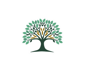 Obraz premium Ornate teal and gold tree graphic