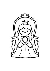 Kawaii Princess Throne Line Art