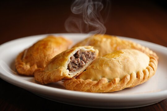 A white plate with meat pasties