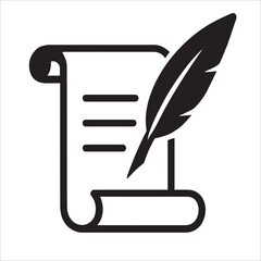 Feather Pen and Scroll Writing Icon