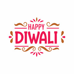Fototapeta premium Elegant Happy Diwali Celebration Design with Decorative Elements and Festive Typography for Greeting Cards and Holiday Invitations