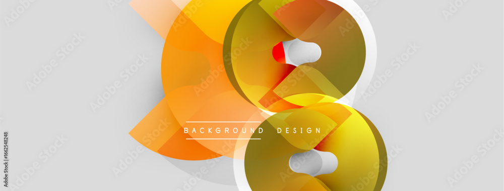 Aufkleber abstract design features overlapping orange, yellow shapes. minimalist composition with text element