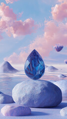 Obraz premium Sapphire crystal rare blue luminous mythical jewel gemstone brilliance.