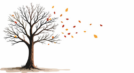 Vector illustration of autumn trees in empty space