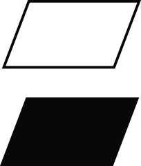Set of parallelogram shape icon. Parallelogram shape sign. Parallelogram shape in mathematics symbol. flat style.