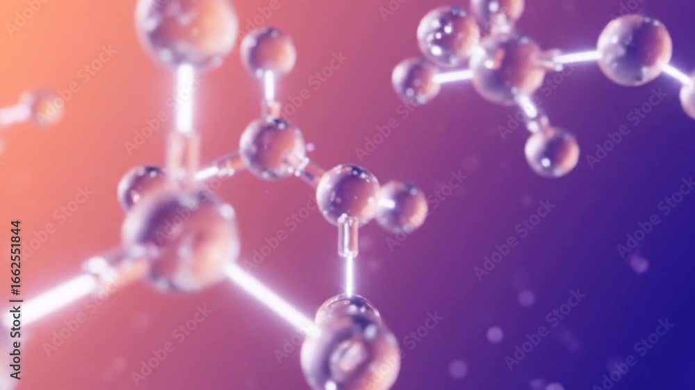 Poster abstract molecular structure with glowing connections on gradient background