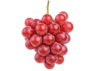 Fototapeta premium Fresh ripe bunch of red grapes with stem, isolated on transparent background