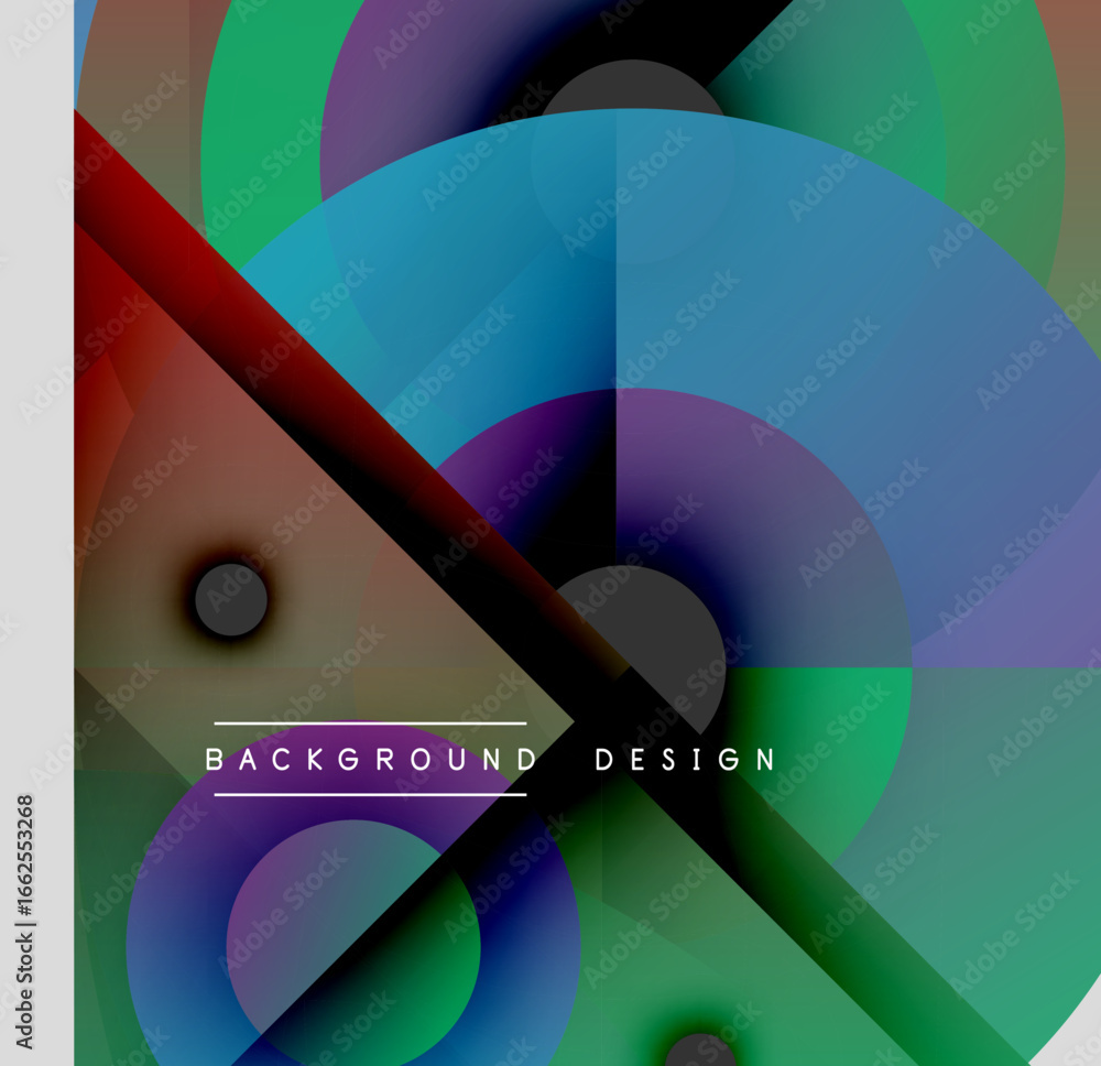 Poster abstract colorful shapes overlap creating dynamic visual effect. modern design elements blend seamle