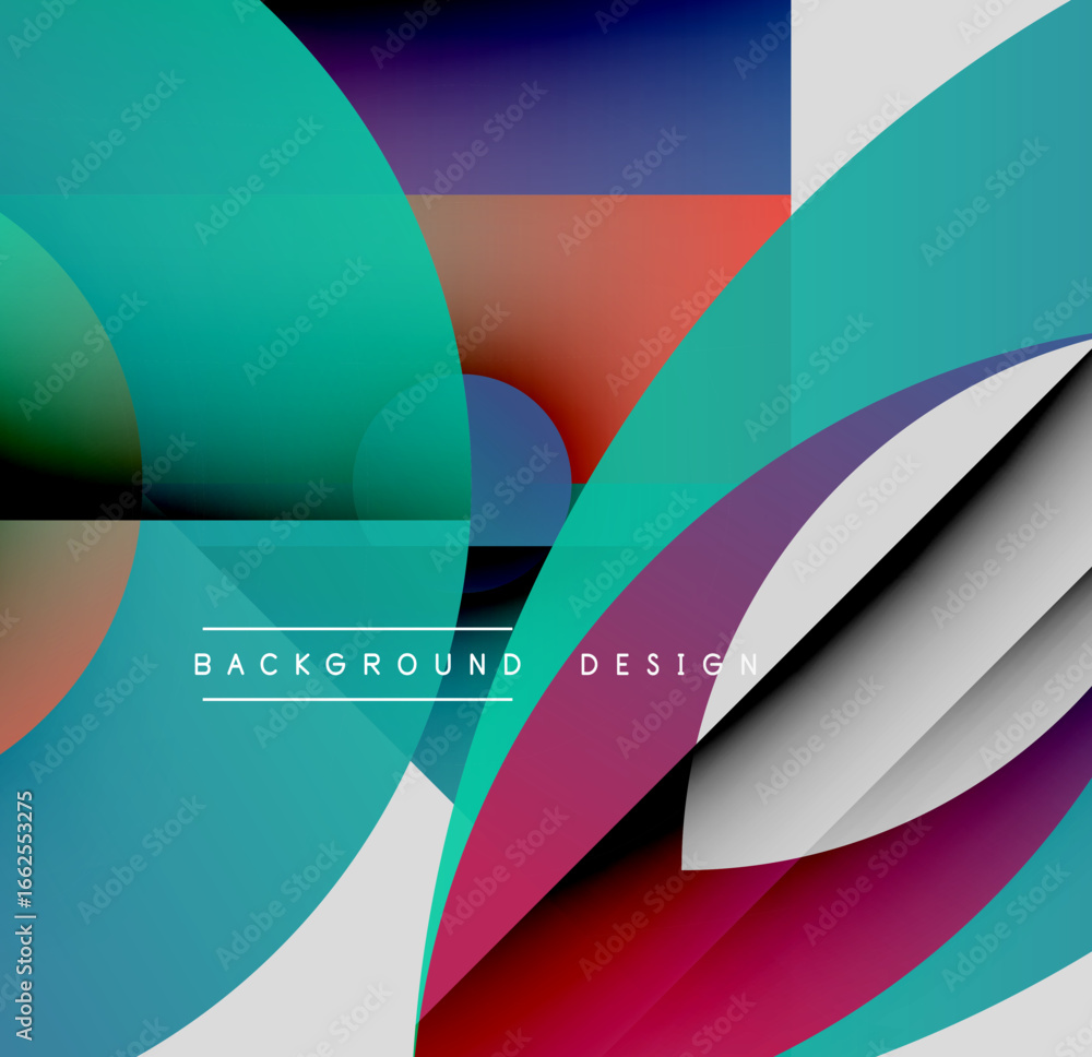 Aufkleber abstract geometric composition. overlapping shapes create vibrant color gradients, modern design ele