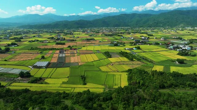 Aerial view of the Yilan countryside in Taiwan