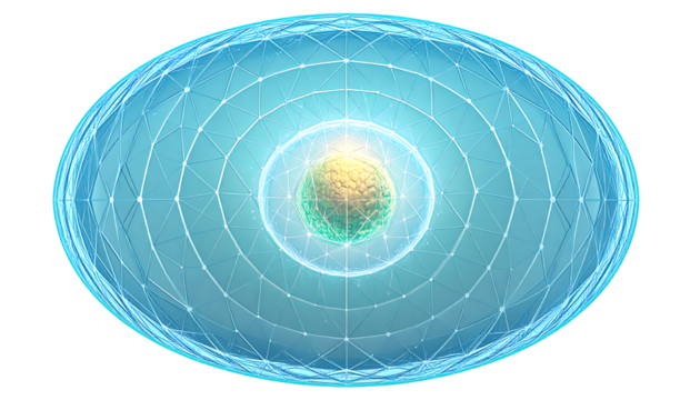 Abstract Representation of Atomic Structure with Geometric Background