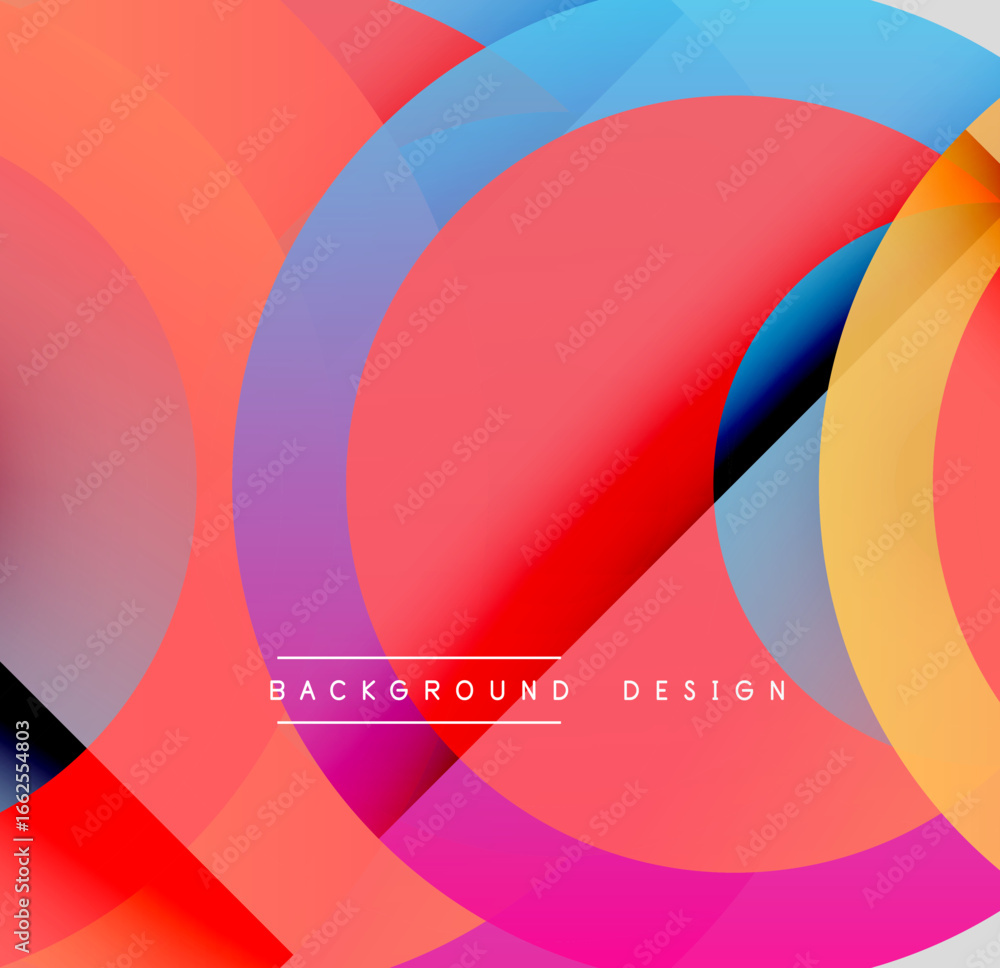 Poster abstract vibrant circles overlap creating dynamic colorful composition. modern design elements sugge