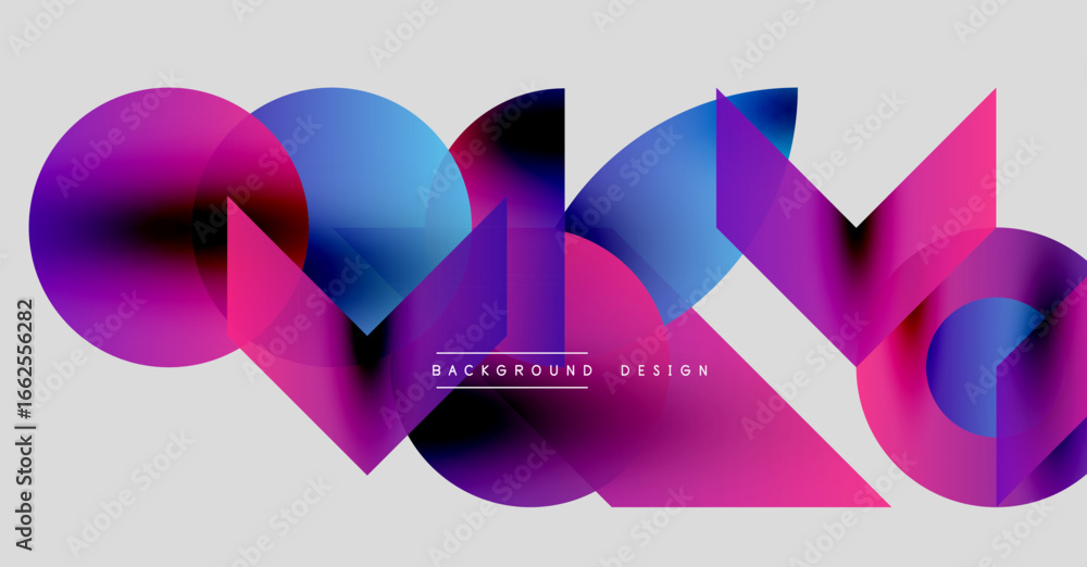 Aufkleber abstract geometric shapes overlap, creating vibrant color gradients. modern design elements suggest 