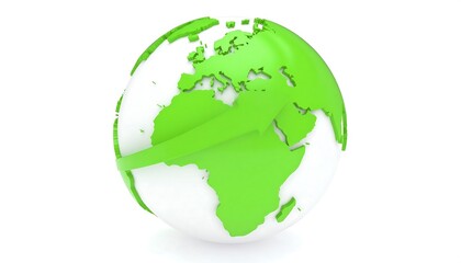 Naklejka premium 3D render of a stylized Earth globe with vibrant green continents