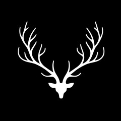 Silhouette of long antlers of deer head