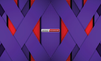 Abstract Red and Purple Geometric Background with Diagonal Stripes and Hexagon Texture