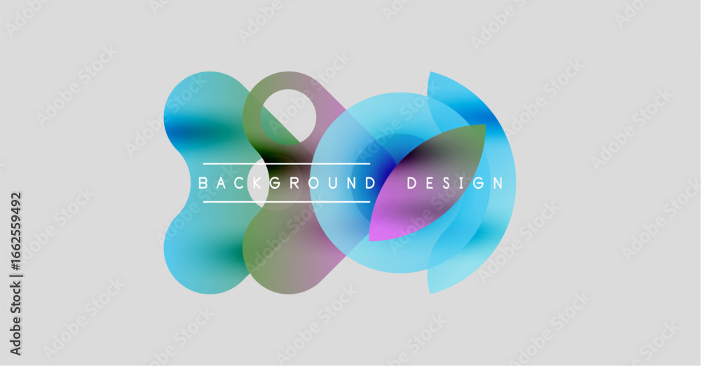 Aufkleber abstract colorful shapes overlap, creating dynamic background. text reads background design centered