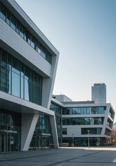 Modern, light-gray office buildings