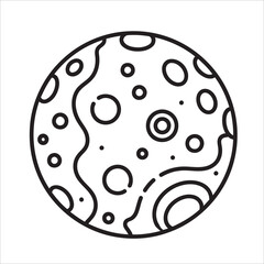 Outline of Planet or Moon with Craters
