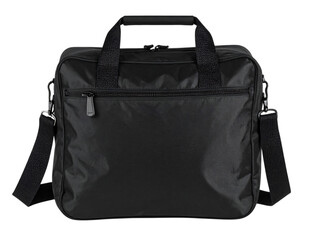 Black business bag for travel, work on transparent background