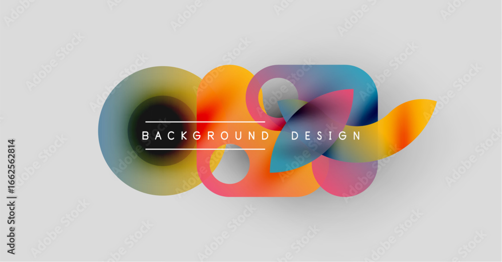 Poster abstract colorful design. overlapping shapes create dynamic visual effect. text reads background des