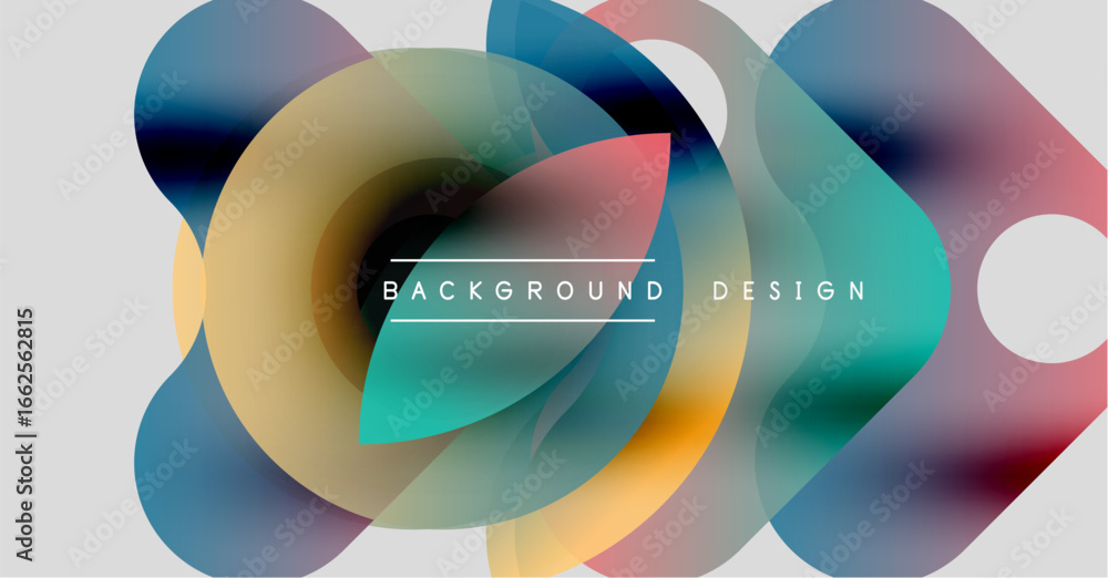 Aufkleber abstract colorful layers create dynamic visual. overlapping circles, gradients, text background desi