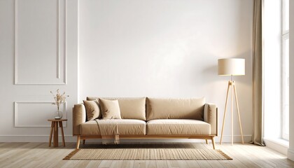 Fototapeta premium Beige living room interior