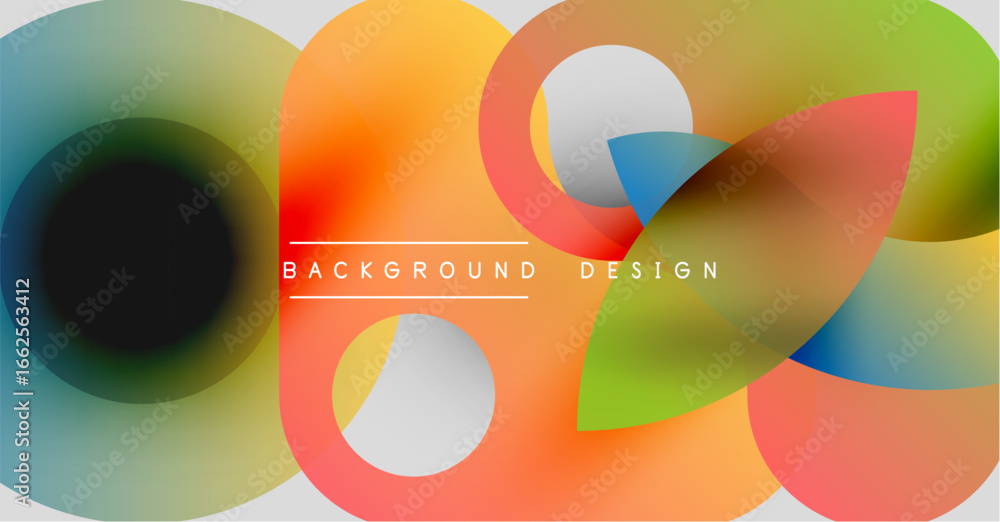 Poster abstract colorful overlapping circles create dynamic background. modern design features gradients, s