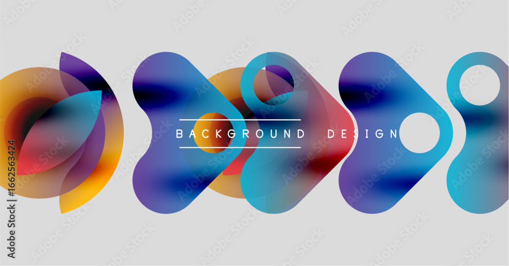 Poster abstract fluid shapes overlap, creating vibrant color gradients. modern design elements suggest dyna