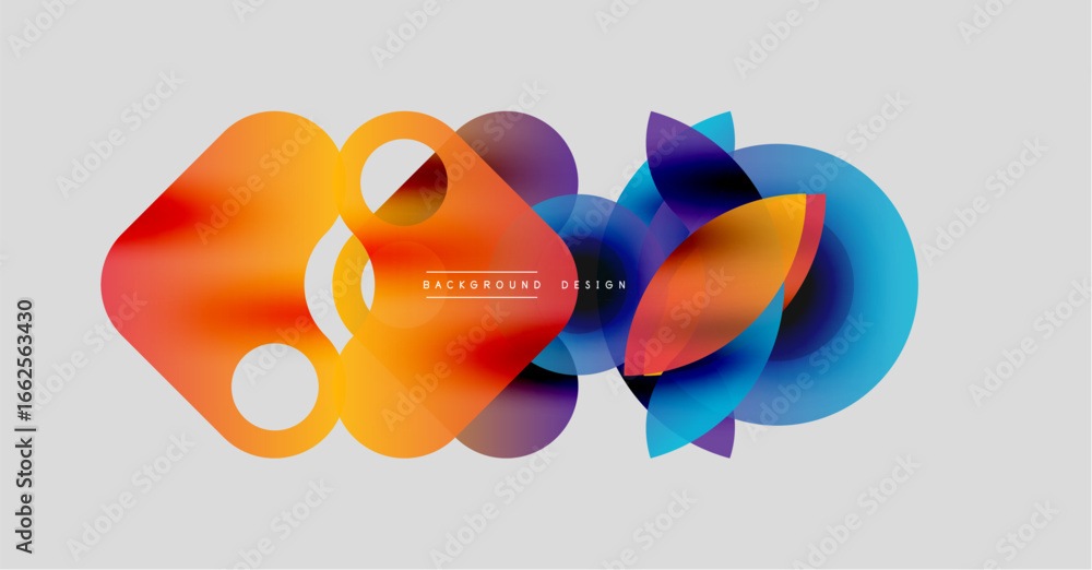 Aufkleber abstract colorful shapes overlap, creating dynamic visual effect. gradient hues blend smoothly, mode