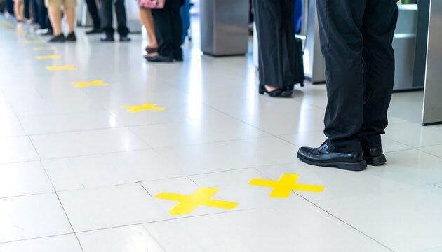 People in line, social distancing