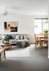 Modern Living Room with Abstract Art and Natural Light