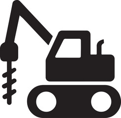 Silhouette Icon of Construction Drilling Vehicle Vector Illustration