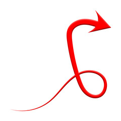 Obraz premium Red curve arrow icon on transparent background. flat style. arrow icon for your web site design, logo, app, UI. smooth, modern design, pointer indicating direction or movement. vector icon