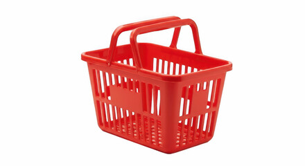 Empty Red Plastic Shopping Basket – Isolated on Transparent PNG Background , shopping basket, red basket, plastic basket, grocery basket, empty basket, market basket, retail basket, handheld basket, s