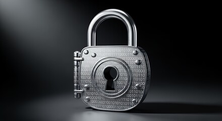 Digital Security Padlock with Binary Code for Data Protection and Cybersecurity