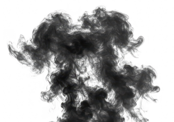 Abstract black smoke cloud isolated on transparent background