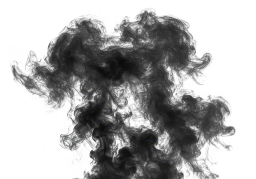 Abstract black smoke cloud isolated on transparent background