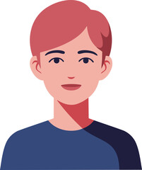 Young man avatar with red hair and blue shirt flat design vector illustration for profile and social media use 