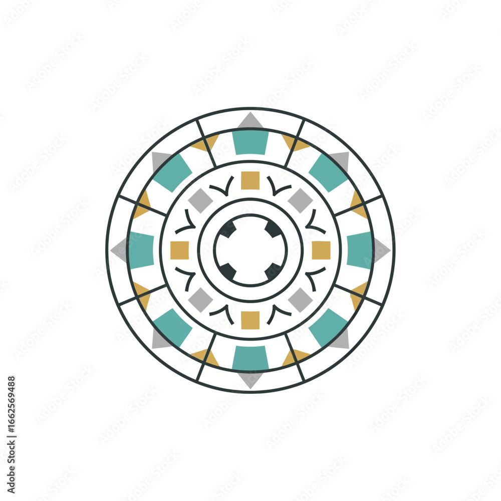 Aufkleber circular geometric pattern with repeating motifs and colors.