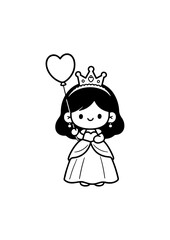 Black and White Princess Balloon Outline